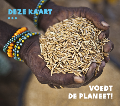 Oxfam wenskaartje om honger tegen te gaan.